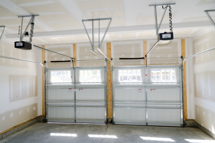 Inside view of two car garage