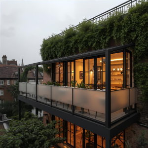 بالکن شیشه ای برای روف گاردن کافه ها