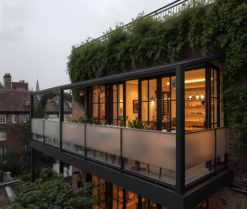 بالکن شیشه ای برای روف گاردن کافه ها