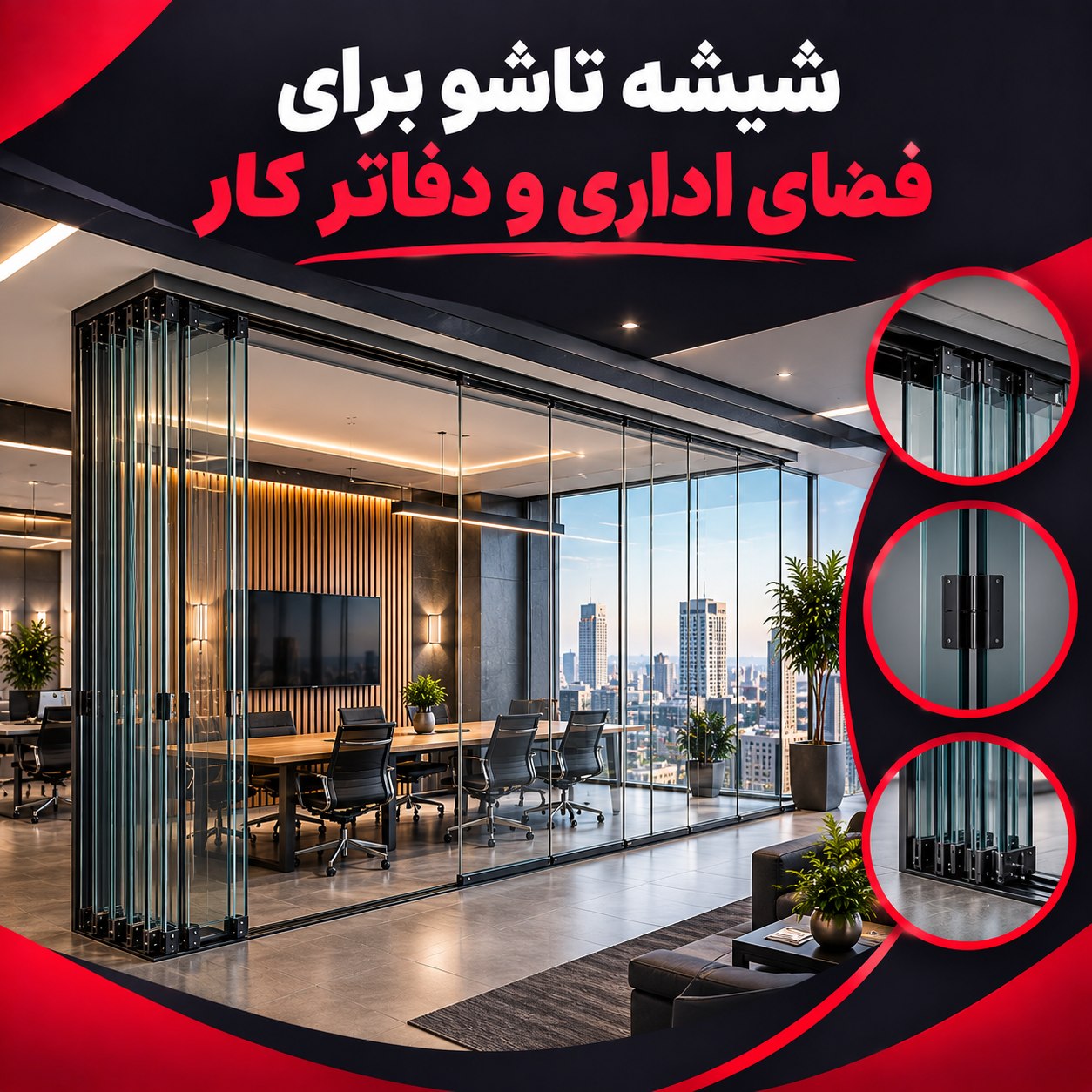 شیشه تاشو برای فضای اداری و دفاتر کار