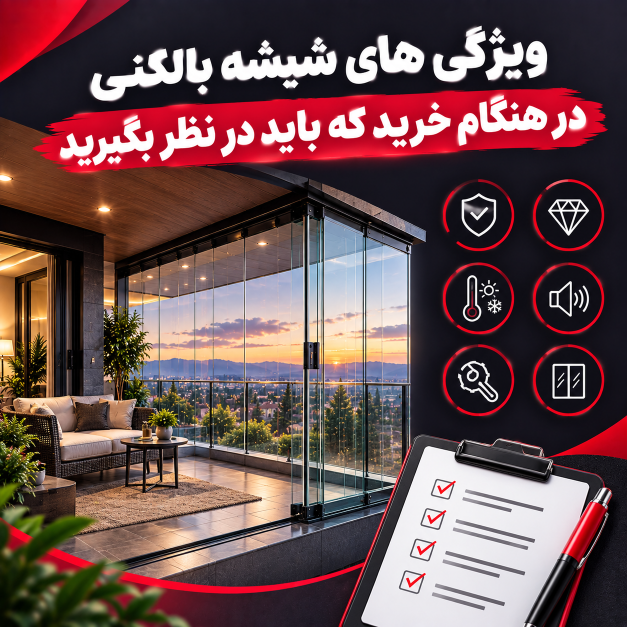 ویژگی های شیشه بالکنی در هنگام خرید