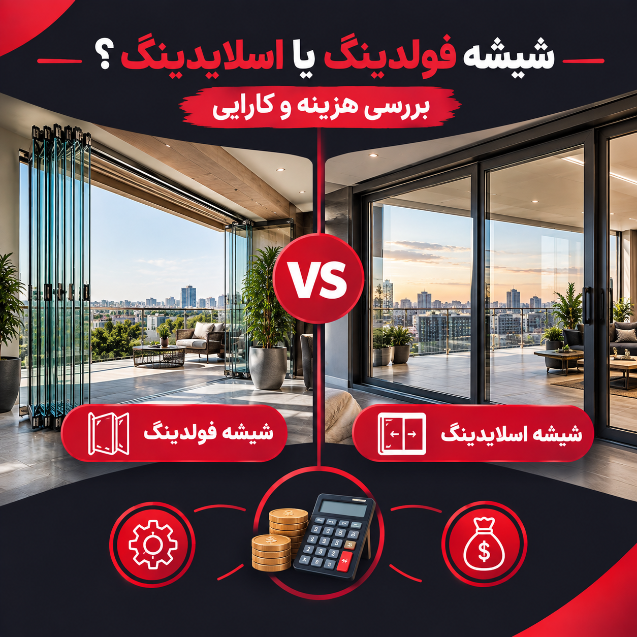 شیشه فولدینگ یا اسلایدینگ