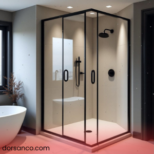 کابین دوش شیشه ای با فریم مشکی مات