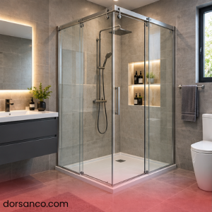 کابین دوش ریلی مناسب حمام مربعی کوچک
