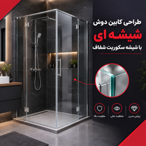 کابین دوش شیشه ای با شیشه سکوریت شفاف